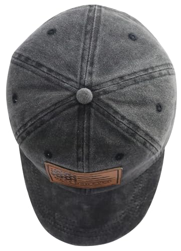 Image of Best Dad Ever Hat for Men, Adjustable Cotton American Flag Leather Patch Baseball Cap for Dad Papa