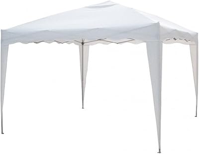 VERDELOOK Faltbarer Pavillon aus Metall, Abdeckung aus Polyester, weiß, 3 x 3 m, tragbar, mit Tasche im Lieferumfang enthalten