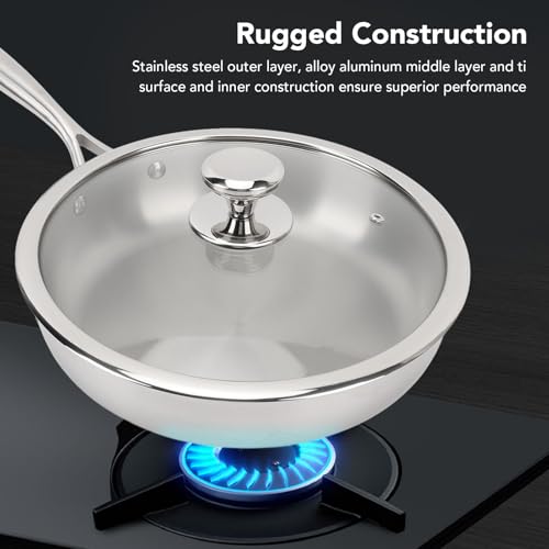 ZJchao Alloy Aluminum Frying Pan Set for Multipurpose Cooking, Stainless Steel Skillet with Heat Conduction, Glass Lid for Apartment Kitchen - Image 2