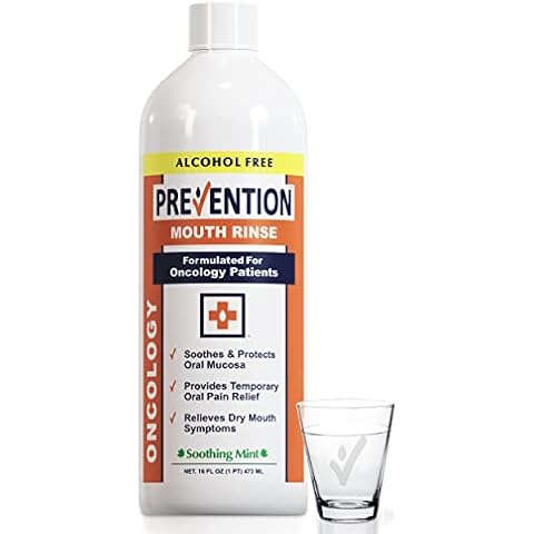 Prevention Oncology Alcohol Free Mouthwash, Soothing, Gentle, & Moisturizing, Mouthsore and Dry Mouth Mouthwash Specially Formulated for Patients Undergoing Oncology Treatment - 16 oz Bottle, 1-Pack Cover