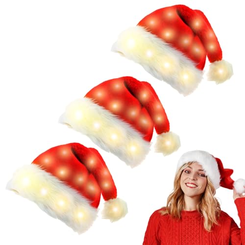 3 Stück Weihnachtsmütze, Nikolausmütze, 35*45cm Nikolausmütze Mit...