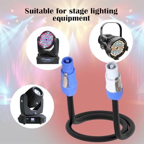 Image of Stage Light PowerCon Cable 3.3FT /1M Power Extension Cable AC 12AWG 3 Pin for Stage Light, Audio Video Equipment