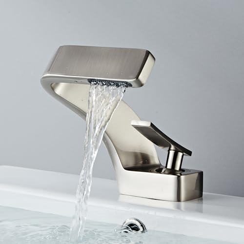 Mitigeur lavabo cascade économique or brossé anti-gaspillage d'eau