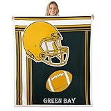 Loussiesd Football Decke 100x130cm Green Bay Kuscheldecke Sport Rugby Flanell Fleecedecke für Fußball Liebhaber Geschenke American Football City