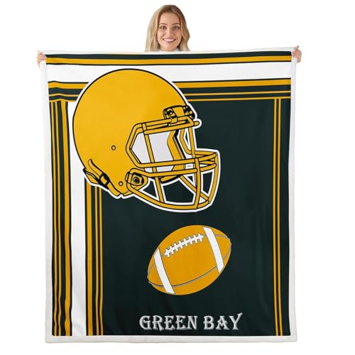 Loussiesd Football Decke 100x130cm Green Bay Kuscheldecke Sport Rugby Flanell Fleecedecke für Fußball Liebhaber Geschenke American Football City