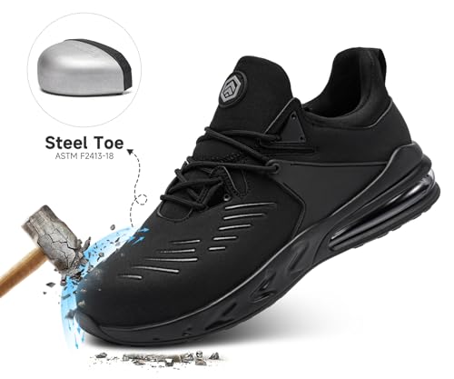 LARNMERN Steel Toe Shoes for Men Waterproof Slip Resistant Work Sneakers Athletic Durable Lightweight Comfortable Water Resistant Indestructible Construction Tennis Air Cushion2