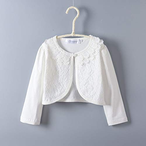 Cardigã de renda infantil para meninas pequenas, blusa de princesa, roupas de bebê (branco, 2 a 3 an