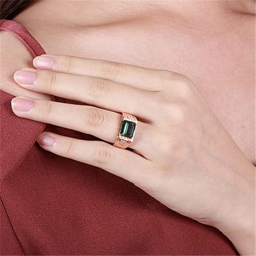 Bague émeraude rectangle argent anti ternissement pour peau sensible - 2