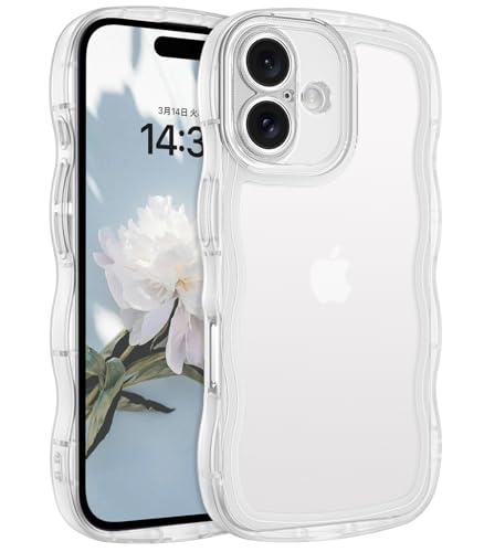 BENTOBEN iPhone16 用 ケース クリア 波型 うねうね かわいい 韓国 ソフト 超軽量 耐衝撃 指紋防止 ストラップホール付き 透明 おしゃれ ウェーブ カバー アイフォン16 スマホケース クリア