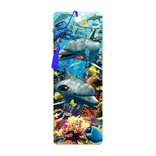 3D LiveLife Marcapaginas - Delfín de Deluxebase. Un marcapáginas de delfines con 3D lenticular e ilustraciones con licencia del reconocido artista David Penfound