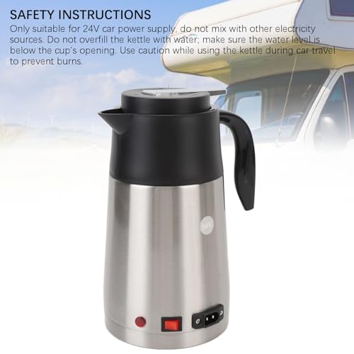 Hervidor eléctrico de viaje Akozon 24V 1.3L acero inoxidable miniatura 2