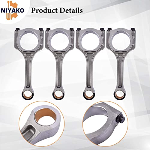 Niyako 4Pcs Engine Connecting Rods Replacement# 23510-2G540 23510-2G500 23510-2G520 Fit 2011-2020 Kia Sorento Sportage Hyundai Sonata 2.4L