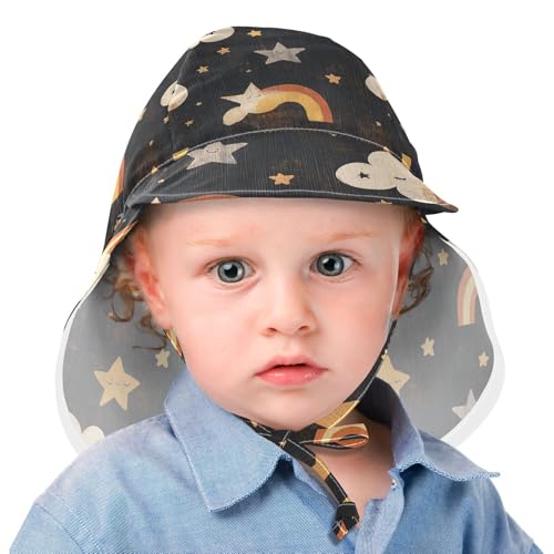 Black Retro Unicorns Baby Sunhat Boy Beach Caps Toddler Girl UPF 50+ Wide Brim Traveling Camping2