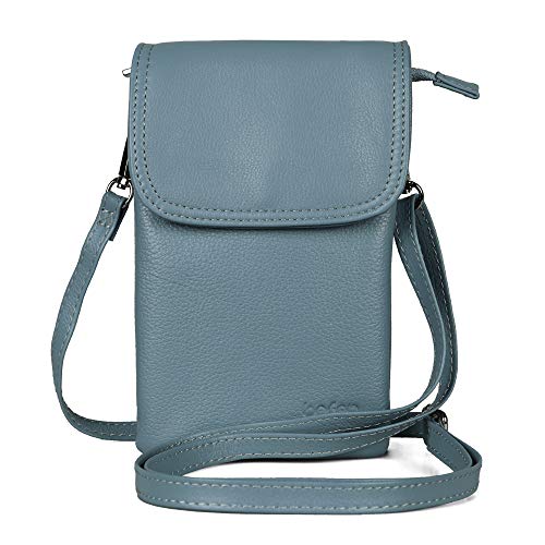 Image of befen Genuine Leather Small Crossbody Bags for Women Cell Phone Bag Cross Body Purses,Silver Zipper