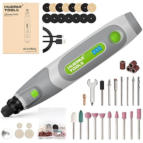 Huepar Tools Cordless Rotary Tool, 3.6V Multi Tool with 98PCS Accessories, 5,000-18,000 RPM, LED Light, Rechargeable Rotary Tool Kit Sanding, Polishing and Cutting,Perfect for DIY and Handmade-RT4 Pro Cover