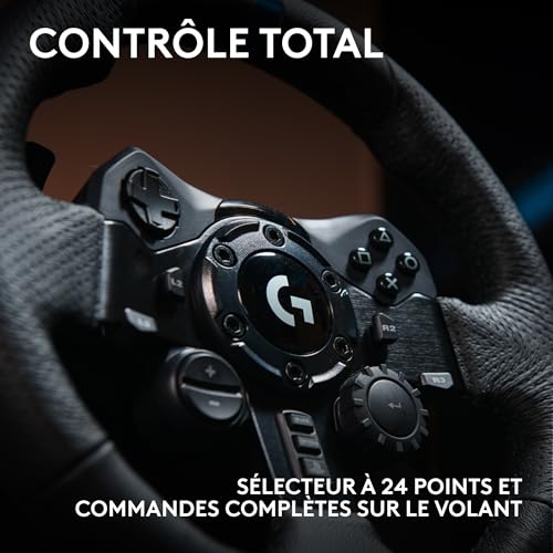Logitech G G923 volant de course et pédales, TRUEFORCE jusqu'à 1000 Hz, commande de démarrage à double embrayage, housse de volant véritable, PS5/PS4/PC/Mac - Noir
