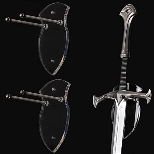 WANLIAN Wall Mounted Sword Card Sword Holder Sword Wall Card Acrylic Sword Wall Display Card Shield Sword Holder Knife Holder Dagger Holder (2 pieces transparent)