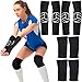 Volleyball Arm Sleeves and Volleyball Knee Pads with Protection Pad Set Hitting Passing Forearm Sleeves with Thumb Hole Soft Kneepads Compression Volleyball Gear for Youth Teens Training (4 Pairs)