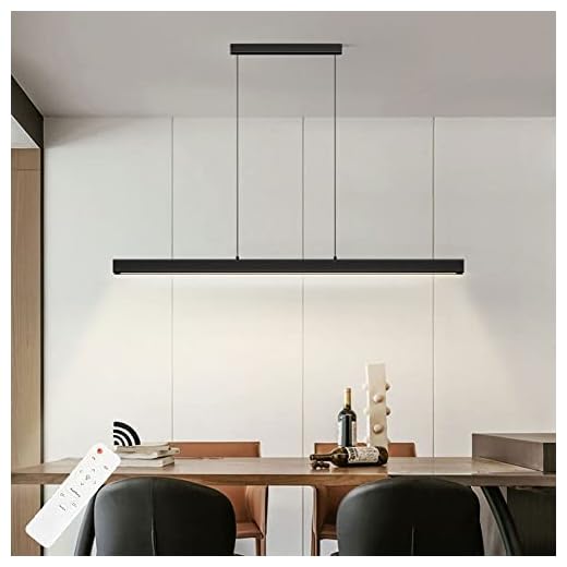 Lámpara Colgante LED Salón Moderna lamparas de techo colgante Regulable con Control Remoto, Altura Adjustable Lámpara de techo Lineal Diseño negro Lámpara para Mesa de Comedor, cocina, 36W, L100cm
