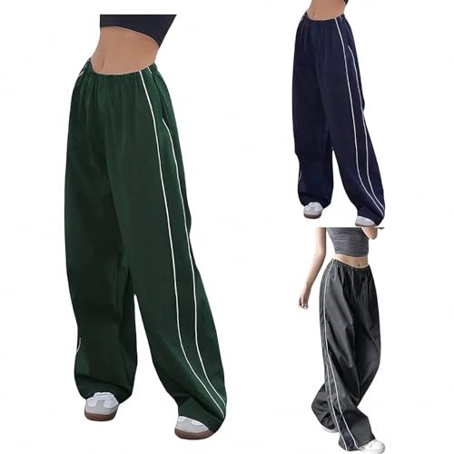 Cotton Cargo Pants Drawstring Floor-Length Pants Elastic Waist Loose Y2K Style Soft Breathable for Sports Travel3