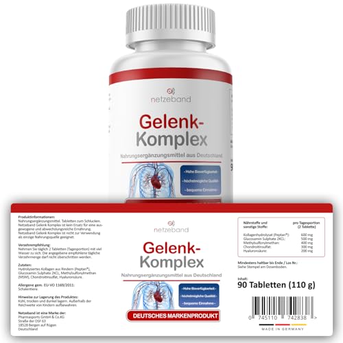 Gelenk Komplex Hochwertige Matrix mit Kollagen + Glucosamin + Hyaluron + Chondroitin + MSM optimal hochdosiert