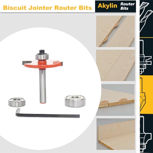 Akylin 3 in 1 Biscuit Jointer Router Bit, 1/4”Shank Biscuit Joint Slot Cutter Router Bits & 3 Bearing Set , Slot Woodworking Tool for Plywood Slotting,Grooving,Rebating 5 Akylin 3 in 1 Biscuit Jointer Router Bit, 1/4”Shank Biscuit Joint Slot Cutter Router Bits & 3 Bearing Set , Slot Woodworking Tool for Plywood Slotting,Grooving,Rebating - Image 5