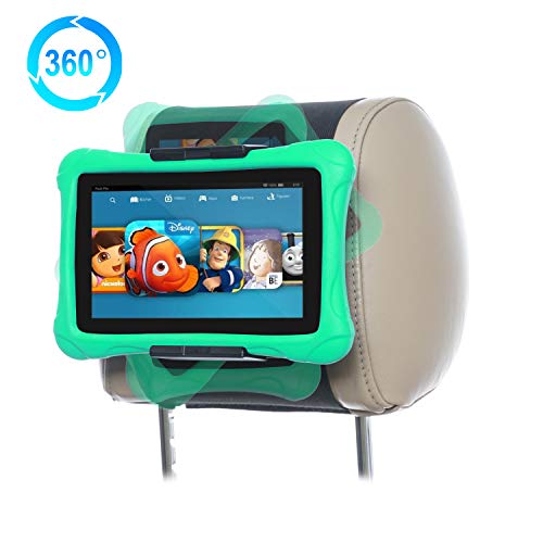 WANPOOL Soporte Giratorio para reposacabezas de Coche para Kindle, Compatible con Kindle Fire Tblets de 7 a 10 Pulgadas, Color Negro