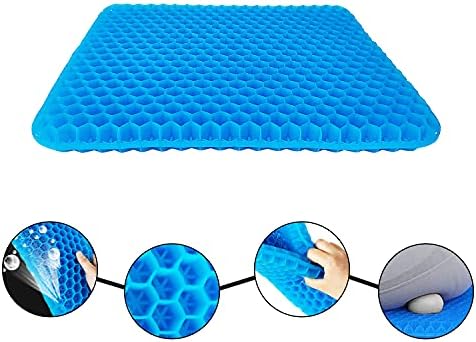 Spring.Rd Gel Seat Cushion, Double Thick Large Seat Breathable Honeycomb Design Cool Gel Seat Cushion with Washable Seat Cover for Office Chair Car Wheelchair,Pressure Relief Back Tailbone Pain