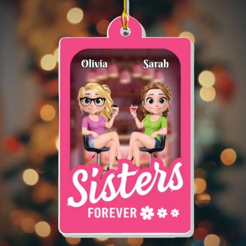 Bestie Sisters Forever Personalized 3D Acrylic Ornament - Custom Cartoon Action Figure Keepsake for Friendship Gifts - Image 7