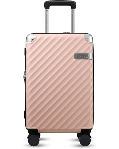 LUGGEX 20-Inch Pink Polycarbonate Spinner Carry-On Suitcase