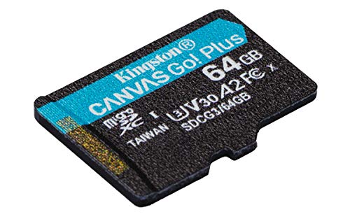 Image of Kingston 64GB microSDXC Canvas Go Plus 170MB /s Read UHS-I, C10, U3, V30, A2 /A1 Memory Card + Adapter (SDCG3 /64GB)