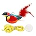 Bothyi Hanging Door Cat Plush Toy Interactive Retractable Teaser Chase and Exercise Feather Toy Plush Bird Cat Toy for Kitty Kittens, red