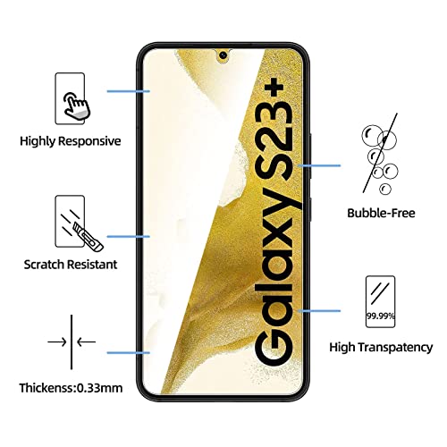 Image of NEW'C 3 Pack Designed for Samsung Galaxy S23 Plus / S23+ Screen Protector Tempered Glass, Scratch Resistant, Bubble Free, Ultra Resistant