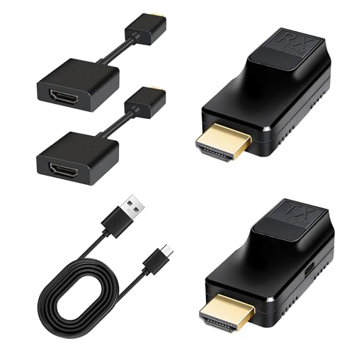 NKZKN Adaptateur HDMI sur Ethernet jusqu'à 60 m avec câble d'extension HD, 1080p @ 60 Hz HDMI vers RJ45 via câble OFC CAT5/5e CAT6, Plug and Play pour TV,...