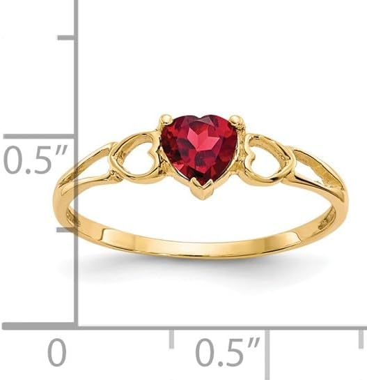 Fine Color Jewels Valentines Gift for Women Genuine Solitaire 14K Yellow Gold Heart Birthstone Ring Birthstone Jewelry Gift for Wife or Girlfriend - Gold Heart Ring for Her - Image 5