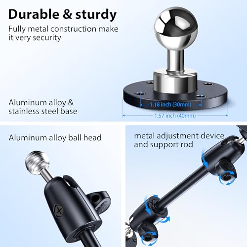CreaDream Aluminum Tablet Mount for Truck, Tablet Holder for Car, Angle Adjustable with Drill Base, iPad Car Holder for Dashboard, Wall, Boat, Vehicle, Compatible with 4.7"-13" Tablets, iPads, Phones - image 2