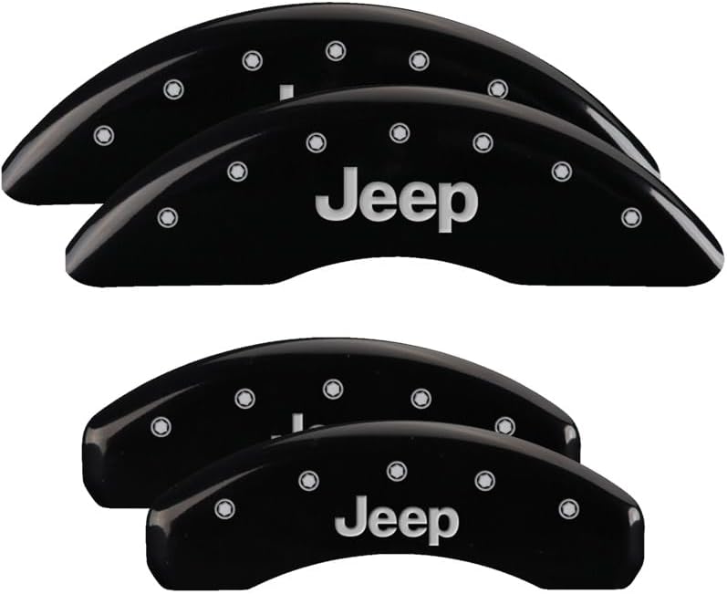 MGP Front and Rear Brake Caliper Covers for 2023 Jeep Grand Cherokee with Jeep Logo, Custom Fit, Black
