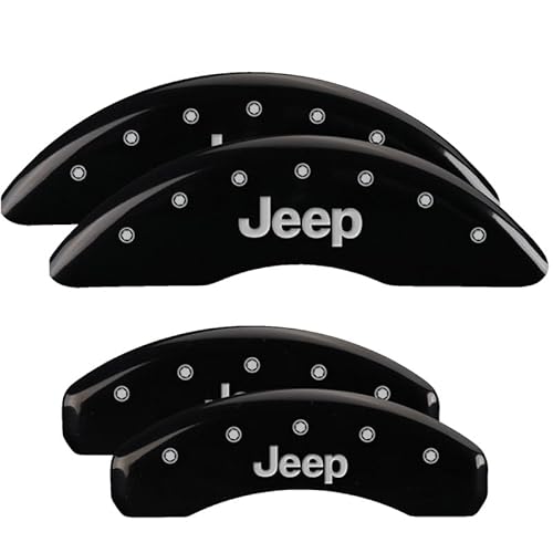 MGP Front and Rear Brake Caliper Covers for 2023 Jeep Grand Cherokee with Jeep Logo, Custom Fit, Black