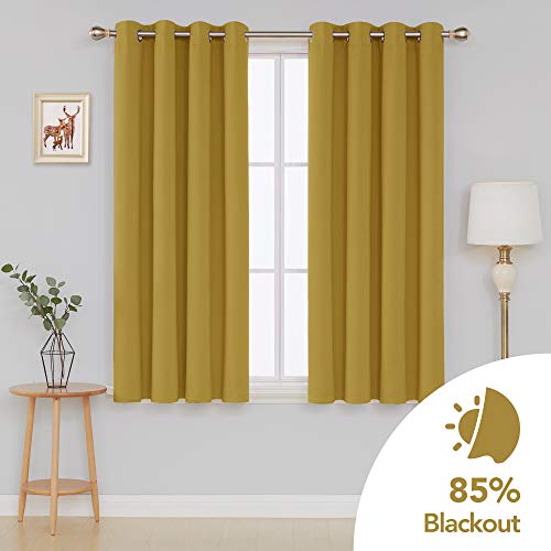 Image of Deconovo Blackout Curtain Darkening Bedroom or Living Room Grommet Thermal Insulated Lighting Reduce Drape, 52 x 63 in-1 Panel, Turmeric