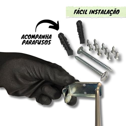 Kit 12 Suporte Cantoneira Aérea L Reforçada + Parafusos Resistente De Fixação Moveis Com Capa Branca