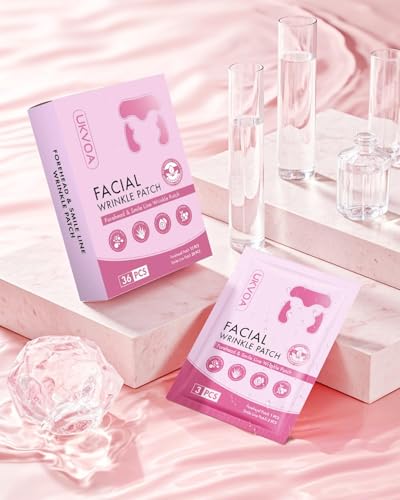 UKVOA Forehead Wrinkle Patches & Smile Line Patches, Overnight Facial Wrinkle Treatment with Hyaluronic Acid, Aloe, Collagen & Vitamin E to Lift Smile Lines for Women 72pcs
