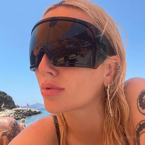 New Large Frame Surround Style Sunglasses For Women And Men, Futuristic Technology Integrated Eye Protection Sunglasses (Black)2