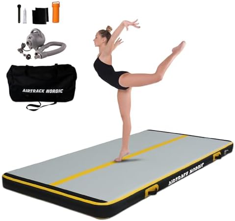 AirTrack Nordic Carbon Air Track 3m/4m/5m/6m/8m con Pompa Elettrica ad Aria - Tappeto Ginnastica Artistica da Casa - 1,5m di Larghezza e 15cm di Spessore - Tappetino Gonfiabile, Air Track Tumbling