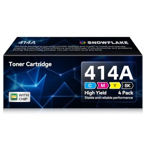 Image of 414A Toner Cartridges 4 Pack (with Chip) Compatible 414A W2020A Replacement for HP Color Pro MFP M479fdw M454dw M454dn M479 M454 (Black Cyan Yellow Magenta)