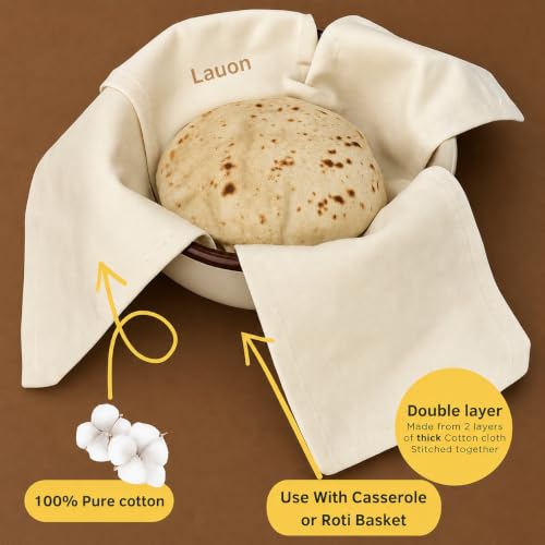 Image of Cotton Roti Cover Cloth, Reusable Chapati Storage Cloth, Soft Breathable Kitchen Food Cover, Keeps Rotis Fresh, Warm & Hygienic, Washable Cotton Fabric