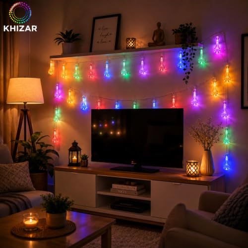 Image of KHIZAR 14 LED Water Drop String Lights, 3M Multicolor Plug-in Fairy Lights