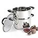 ProCook Gourmet Steel - Set Cuiseur Vapeur Inox Induction - 20cm / 2 Niveaux - Marmite & 1 Panier Vapeur Inox - Couvercle Verre Trempé - Poignée Silicone Isolant