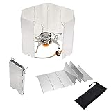 Spart Brennstoff: optimiert die Kocherleistung, spart dadurch Brennstoff. Spart Brennstoff und schützt die Flamme vor Wind und Wetter, Effektiver Windschutz aus 8 leichten Aluminium- Elementen, Lässt sich prima zum Vollkreis verbinden, Faltbar für minimale Transportmaße, optimaler Halt mit Erdspieß.