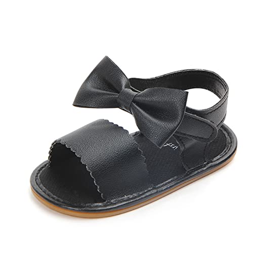2025 Infant Baby Girls Flat Sandals Summer Soft Solid Anti Slip Bow Toddle Girls Walking Sandals Trendy