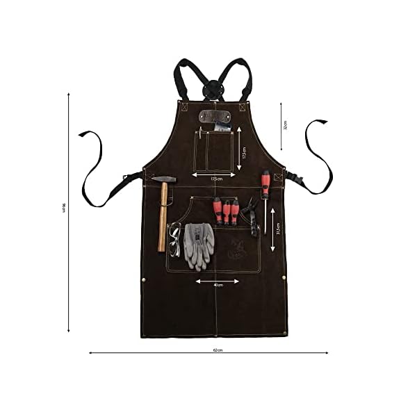 Black Forest Fox ROUGH Schweißer-, Arbeitsschürze Lederschürze aus Büffel Wild Leder Schürze, Rauleder, Grillschürze… – Bild 4